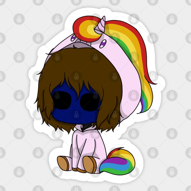 creepypasta unicorn (eyeless jack) Sticker by LillyTheChibi